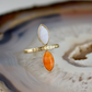 double marquise carnelian and blue lace agate stone gold ring champagne diamonds