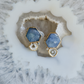 Sapphire and Diamond Slice Stud Gold Earrings