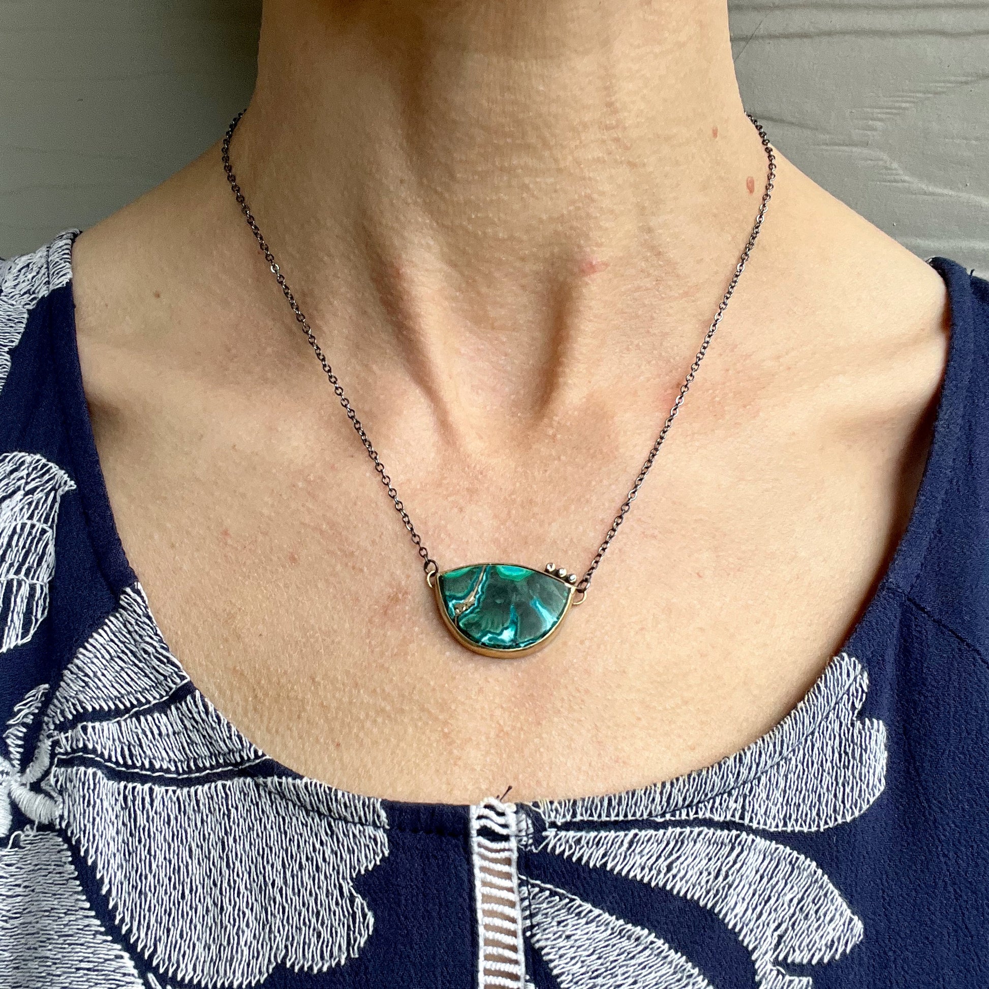 Malachite Azurite and Montana Sapphire Gold Kintsugi Necklace – Karin Luvaas
