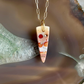 Pink Ocean Jasper and Diamond Gold Pendant