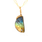 Labradorite and Diamond Gold Moon Pendant