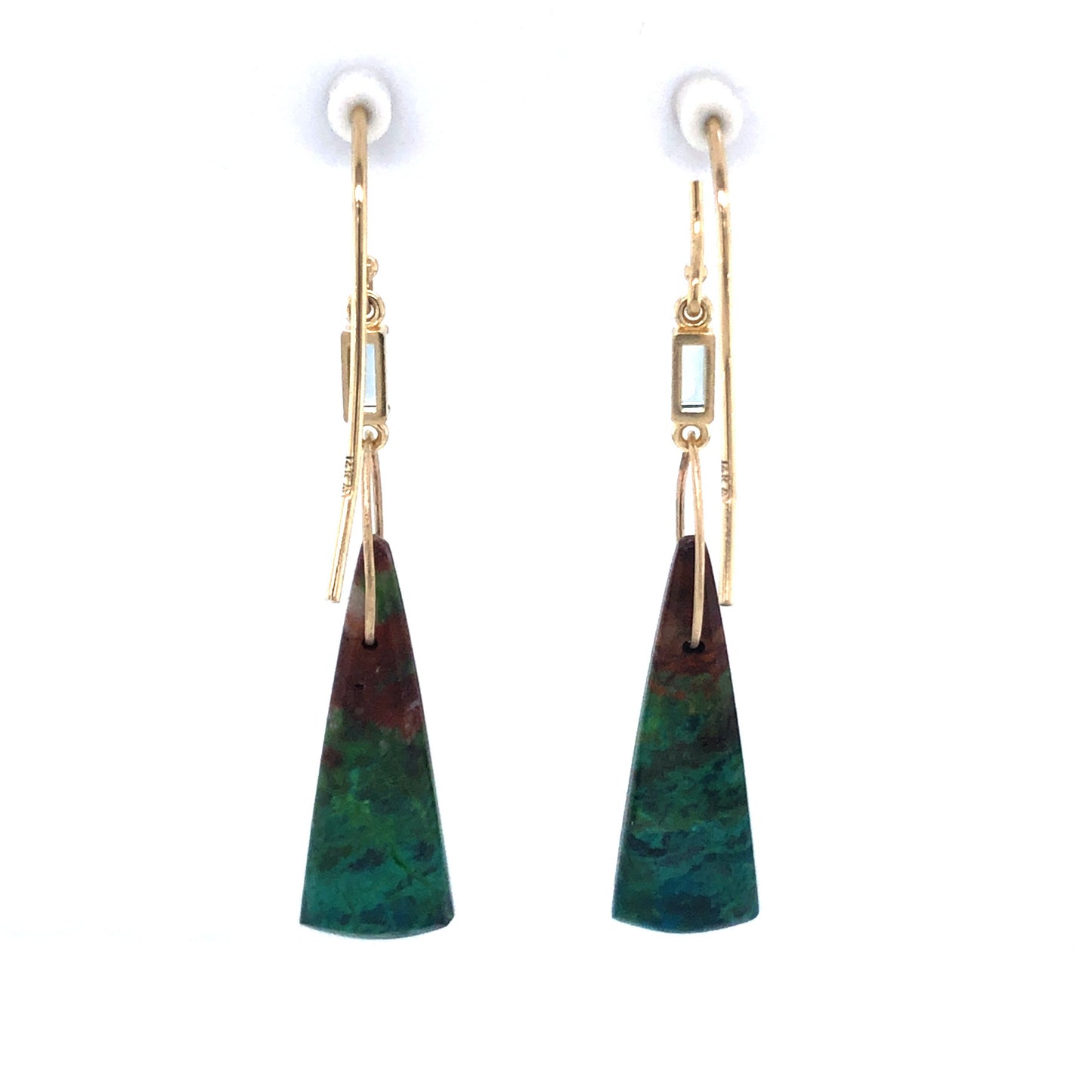 Parrot Wing, Aquamarine, and Diamond Gold Earrings