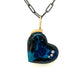 Deep Blue Shattuckite and Diamonds Gold Heart Pendant