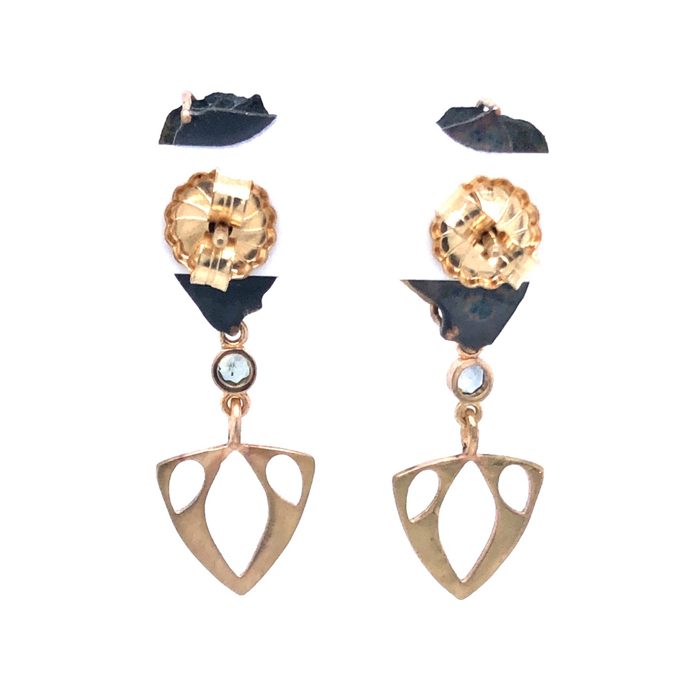 Tabasco Geode and Montana Sapphire Gold Earrings