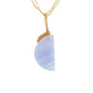 Blue Lace Agate and Diamond Gold Moon Pendant