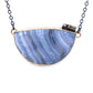 Blue Lace Agate, Andalusite, and Diamond Gold Necklace