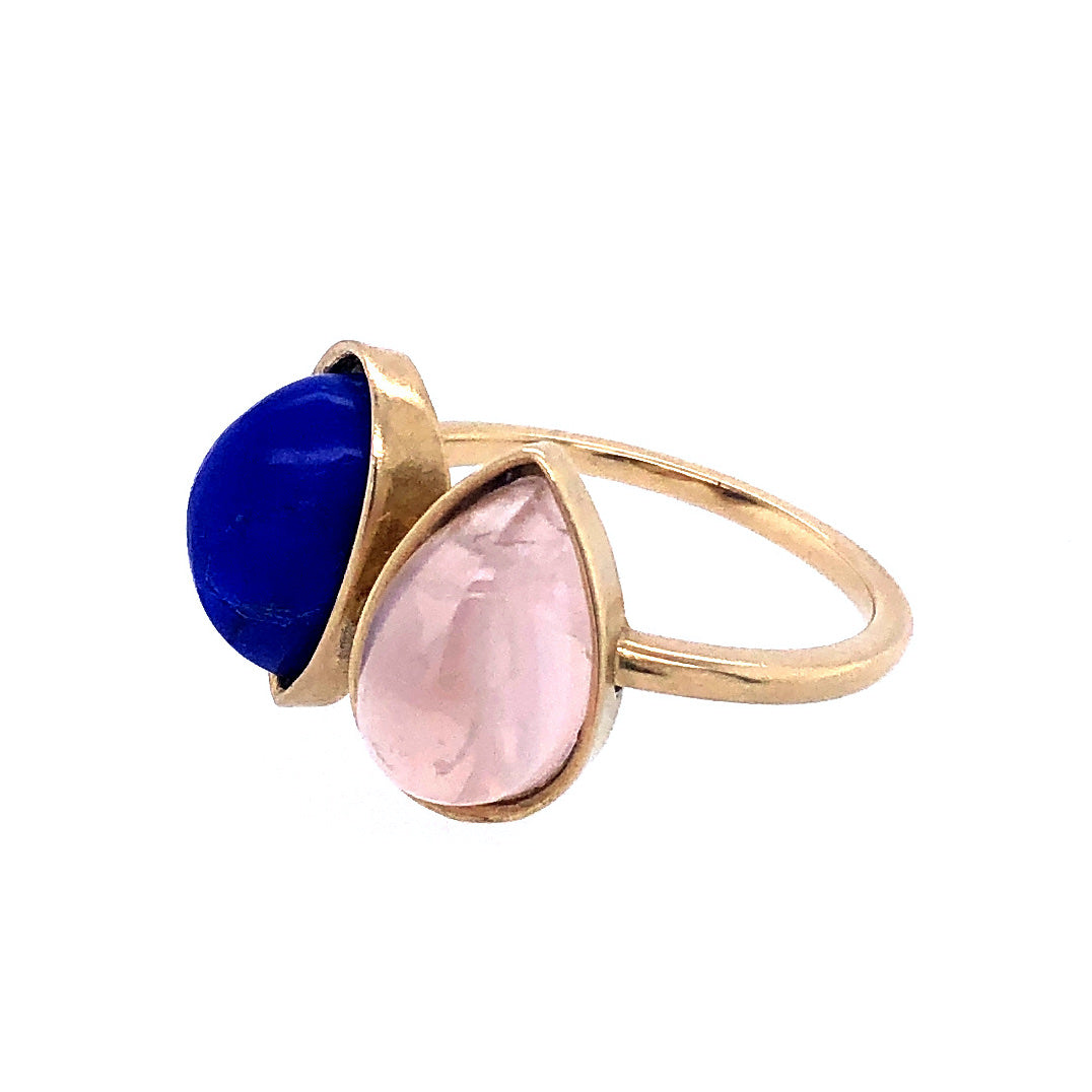Double Pear Gemstone Gold Ring