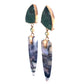 Emerald, Peridot, and Dendritic Opal Gold Earrings