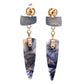 Emerald, Peridot, and Dendritic Opal Gold Earrings