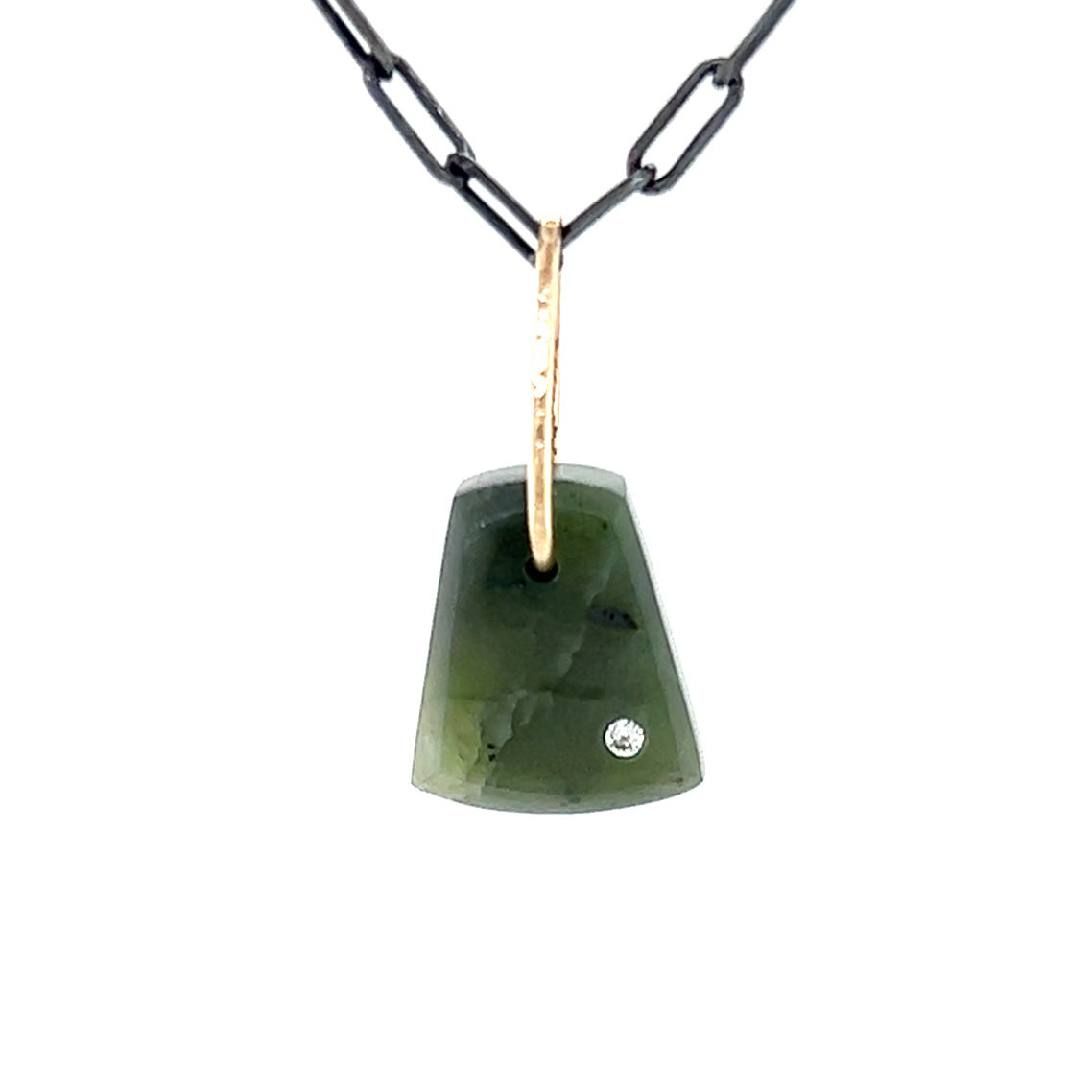 Jadeite and Diamond Mini Gold Pendant