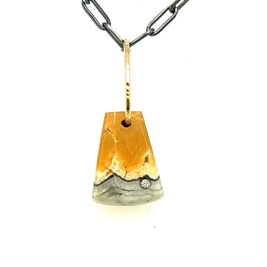 Maligano Jasper and Diamond Mini Gold Pendant