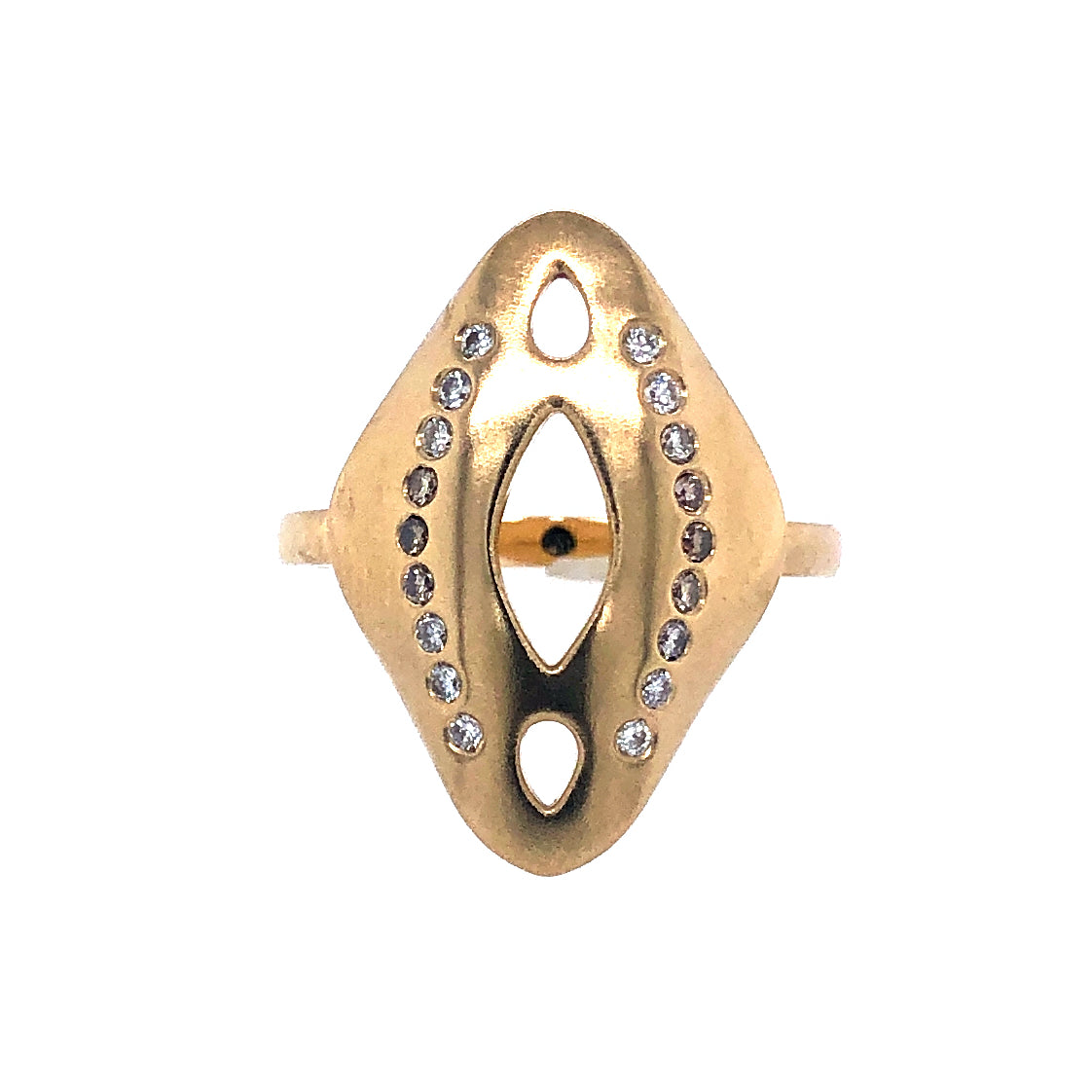 Gold Shield Ring with Ombré Diamonds