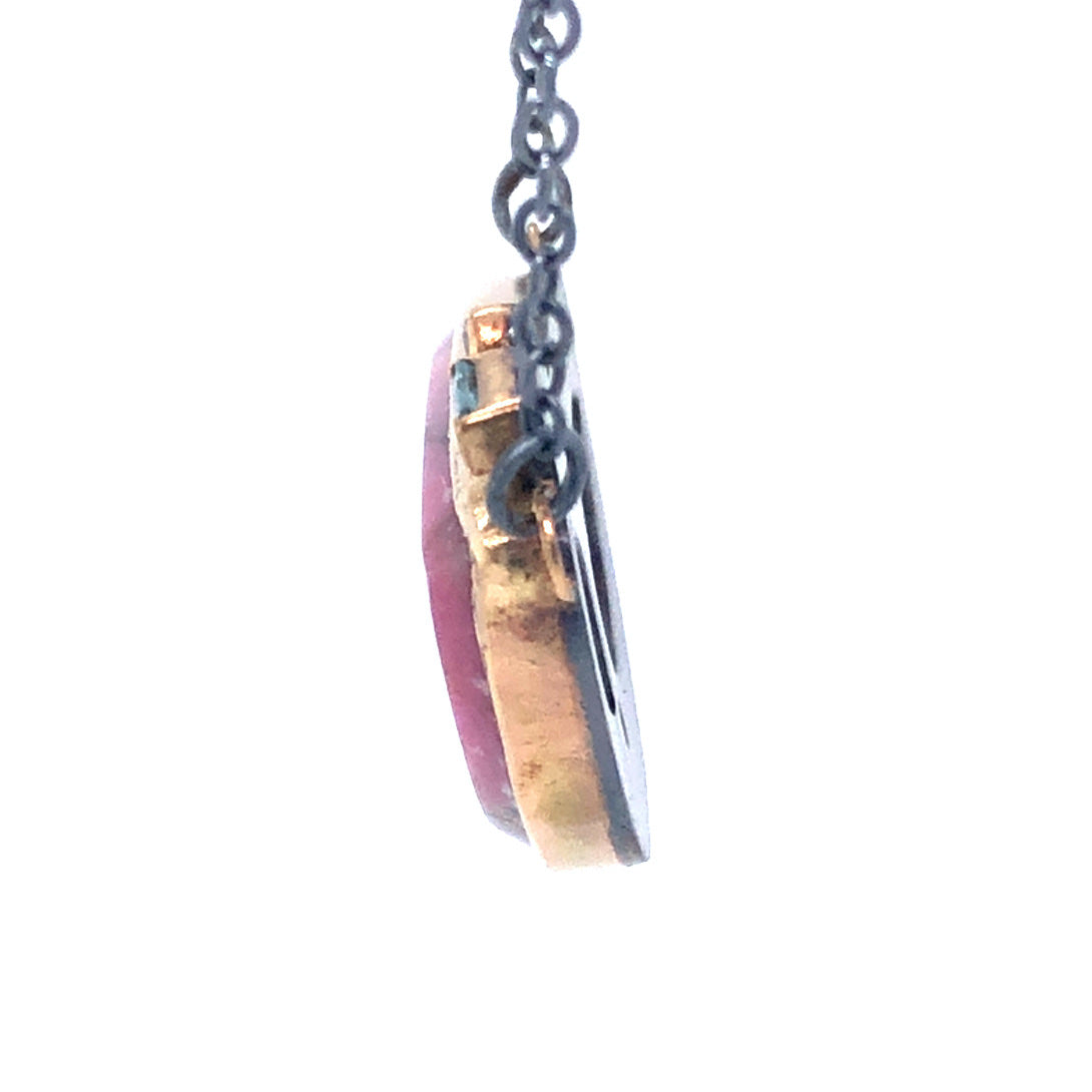 Rhodonite, Topaz, and Diamond Gold Necklace